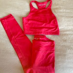 Outdoor Voices Red Legging and Sports Bra Top